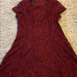 Burgundy lace dress with slip